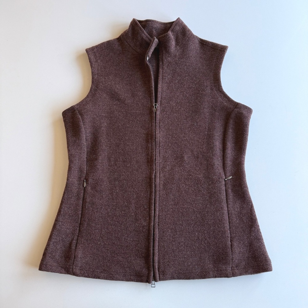 Ibex Carrie Merino Wool Cranberry Heather Fitted Full Zip Vest wmn S
